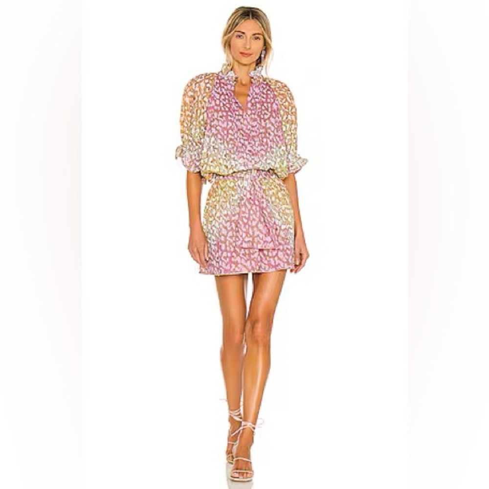 Juliet Dunn Pink and Yellow Mini Dress
